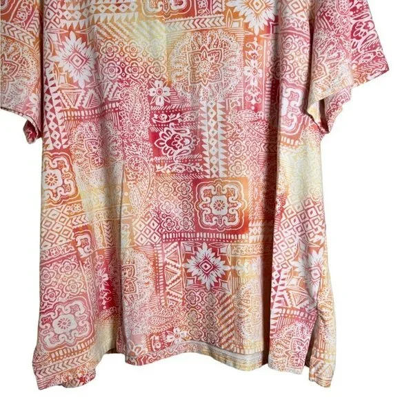 Alfred Dunner Women's Top Beaded Floral Pattern Orange & White Size 1X - Picture 8 of 10